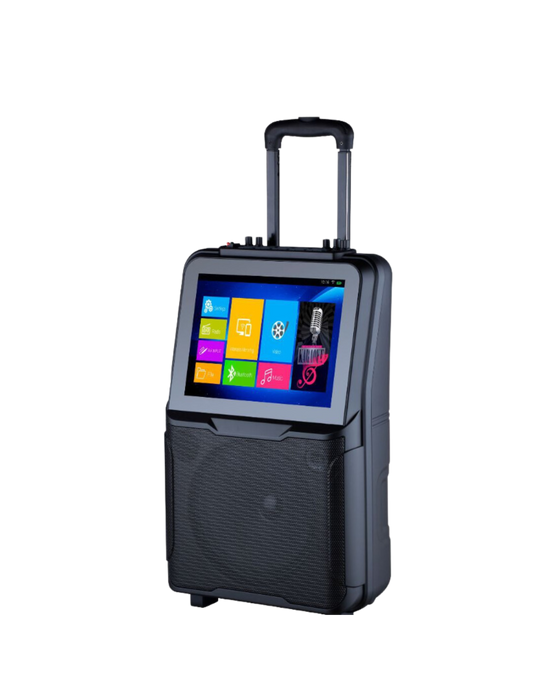 Omega Portable LCD Screen Wireless Duet Karaoke Trolley Machine - Black X109M