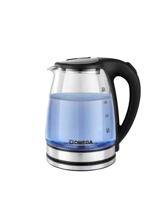 Omega Cordless Glass 2 Litre Modern Black Kettle - TS-26T4