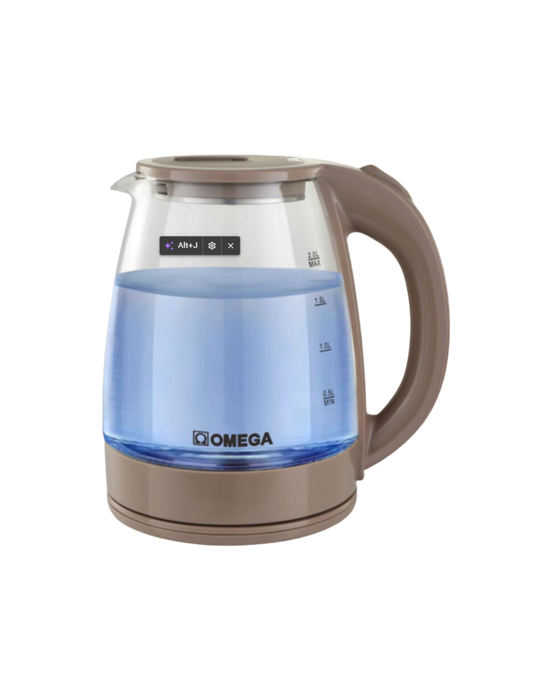 Omega Cordless Glass 2 Litre Modern Black Kettle - TS-26T3