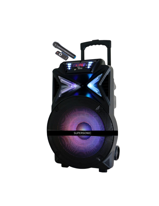 Supersonic 15" Portable Karoake Speaker Trolley with Mic+Remote X-AZA