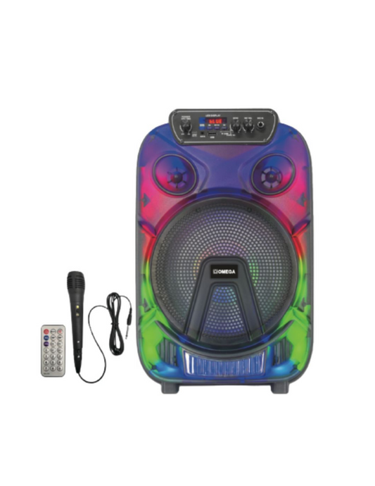 Omega 8" Portable Karaoke Speaker with Mic+Remote OP-83A6