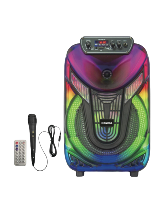 Omega 8" Portable Karaoke Speaker with Mic+Remote OP-83A7