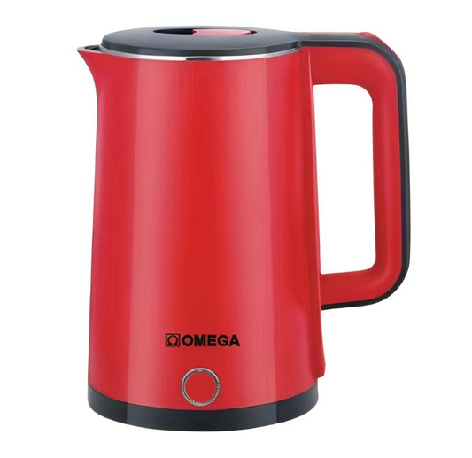 Omega Cordless Stainless Steel Red Kettle TS-26W8